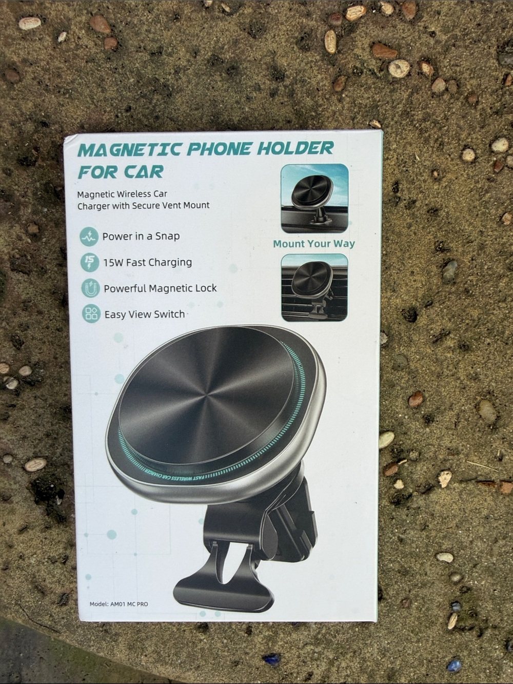 New Magnetic Phone Holder for Car - Black with Teal Accent